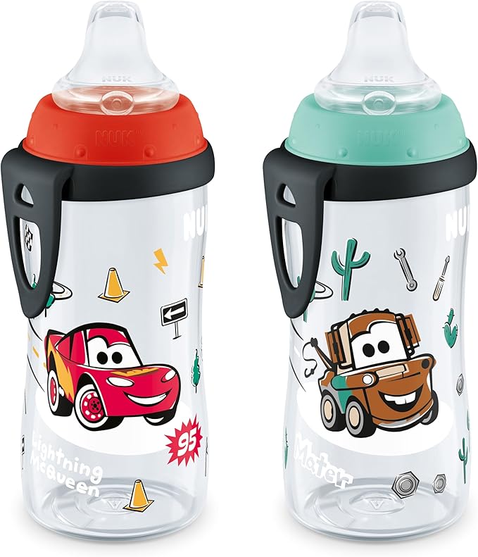 NUK Active Sippy Cup, 10 oz, 2 Pack, Disney's Cars, Lightning McQueen, by NUK