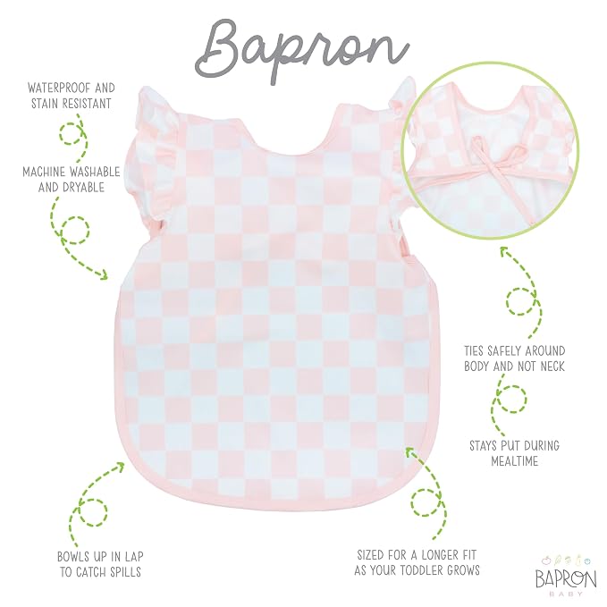 BapronBaby Pink Flutter Checkerboard Bapron - Image 2