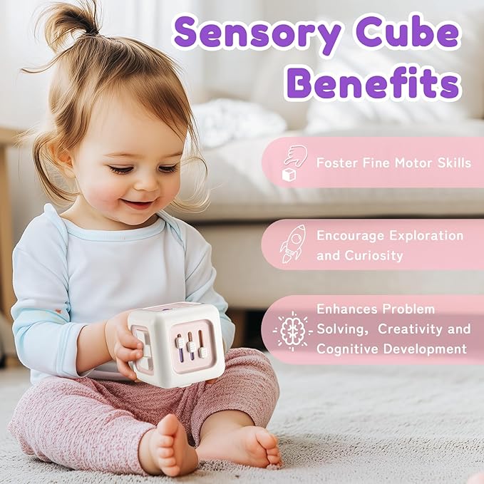Busy Cube Toy for 1 Year Old Girl Gifts, Montessori for Baby Girl, Travel - Image 5