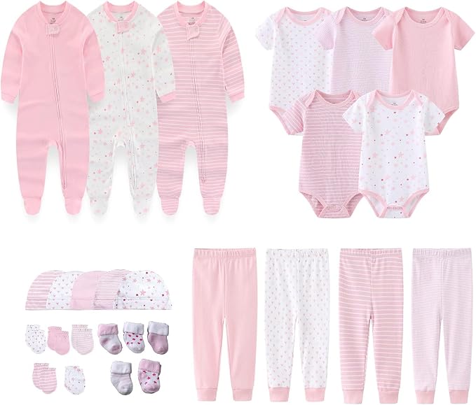 Newborn Layette Gift Set 27-Piece Baby Girl Clothes Bodysuits, Pants Essentials by MAMIMAKA