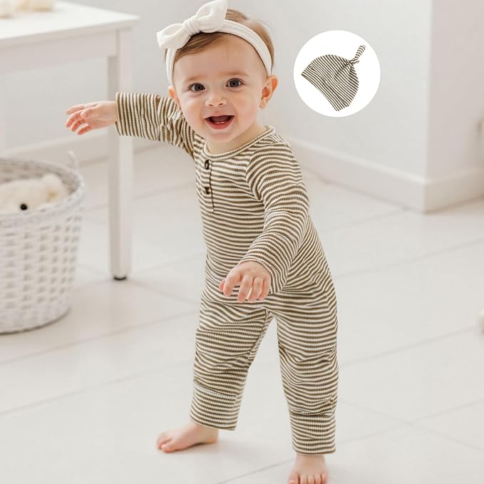 Kuriozud Newborn Infant Unisex Baby Boy Girl Clothes Button Romper Jumpsuit - Image 3