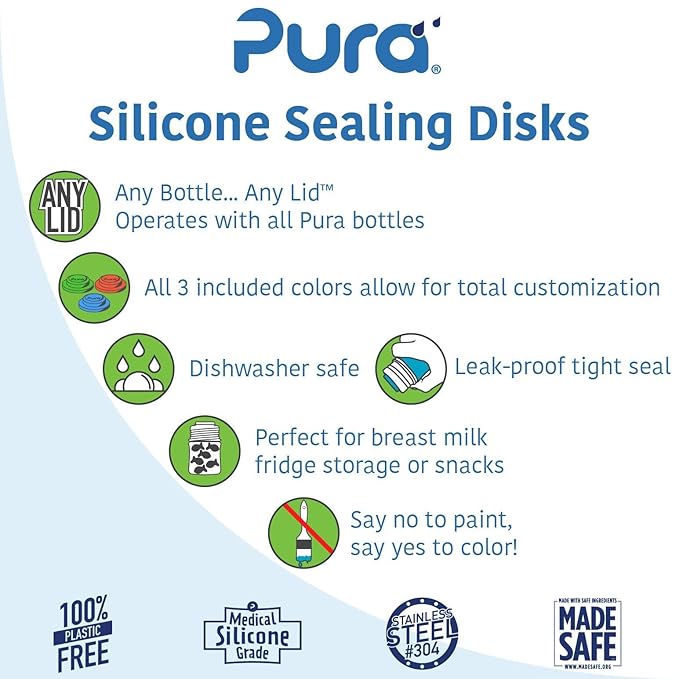 Pura Kiki Bottle Silicone Sealing Disks | Plastic-Free, Medical Grade, - Image 2