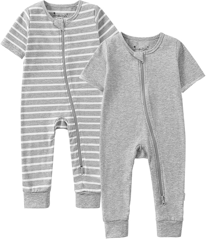 Jimonda Baby Sleeper Rompers, Unisex Boys Girls Zip-Front Pajamas One-Piece by JimondaBaby