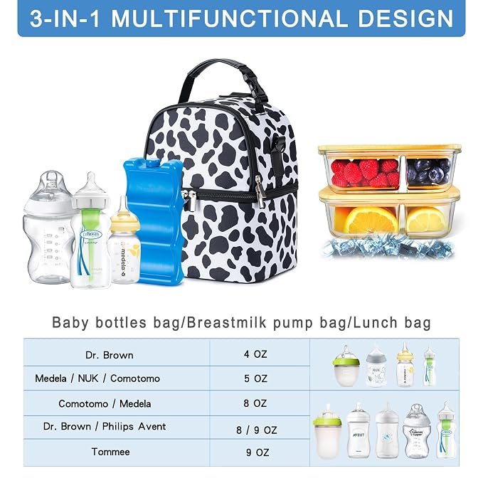 Breastmilk Cooler Bag with Ice Pack Fits 6 Baby Bottles up to 9 Ounce, Breast - Image 2