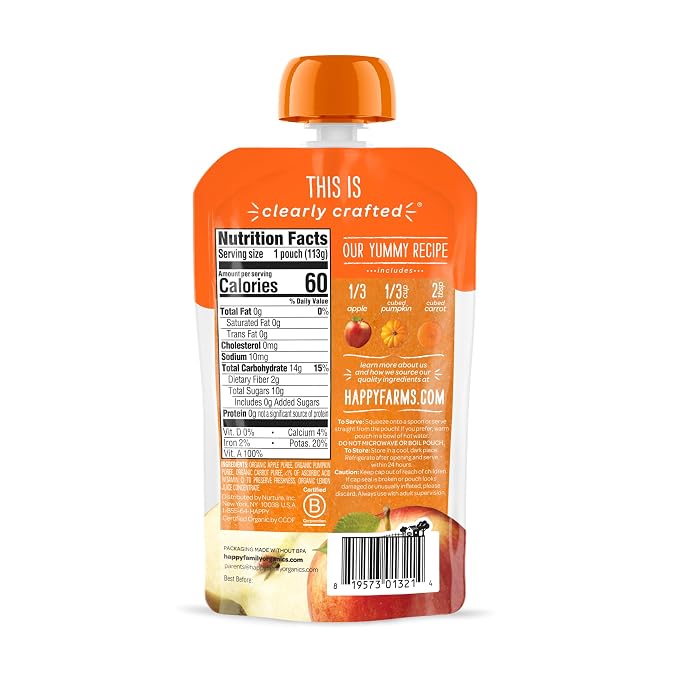 Happy Baby Organics Stage 2 Baby Food Pouches, Gluten Free, Vegan & Healthy - Image 2