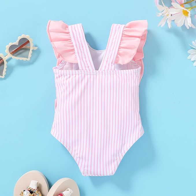 Newborn Baby Girl Ruffle Swimsuit Infant Toddler One Piece Floral Bikini Beach - Image 3