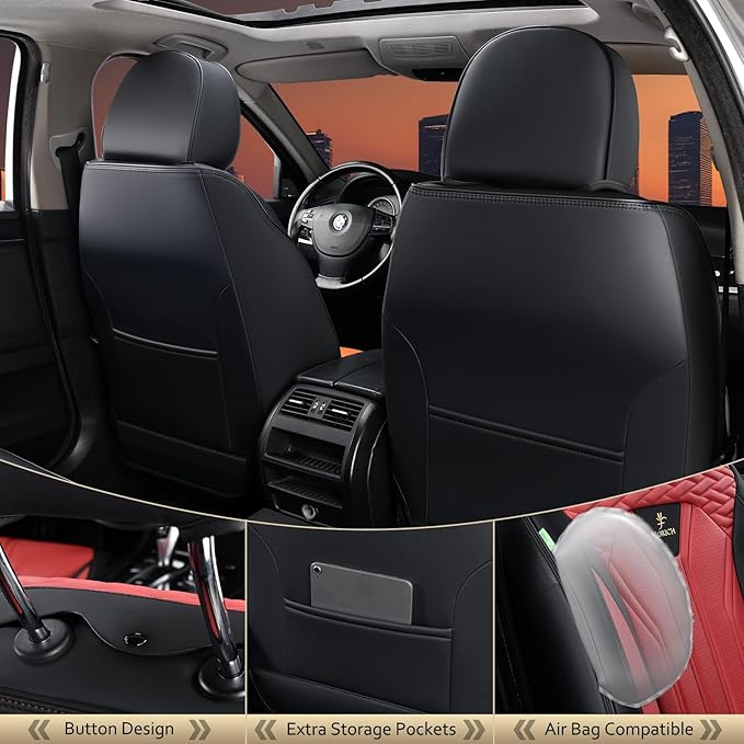 FLORICH Leather Seat Covers, Car Seat Covers Full Set, Car Seat Protectors 5 - Image 3