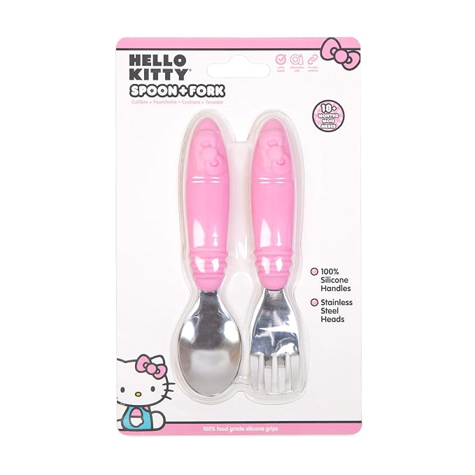 Bumkins Toddler Utensils, Kids Size Fork and Spoon Set, Silicone and - Image 5