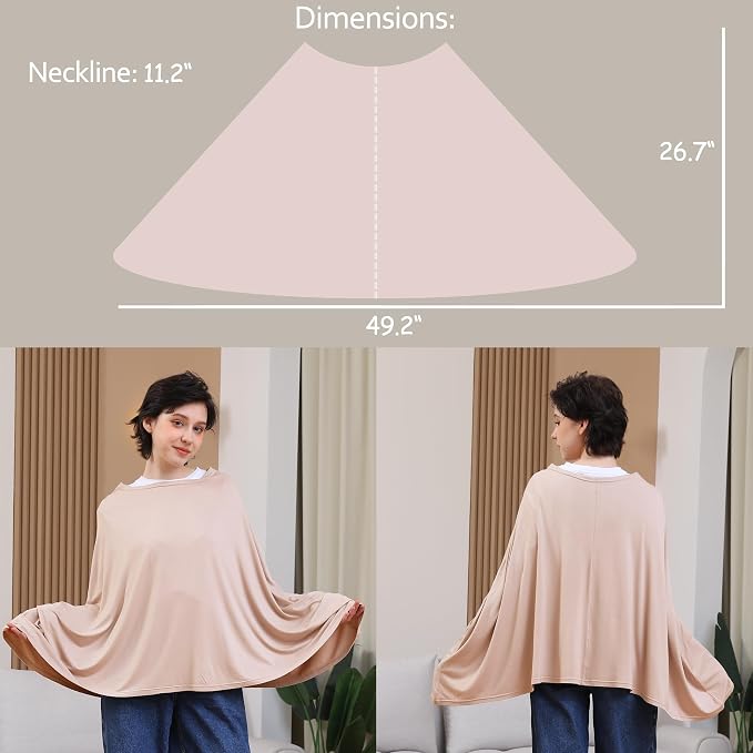 Nursing Cover for Breastfeeding, 360°Full Coverage Nursing Poncho, Rayon Soft & - Image 3