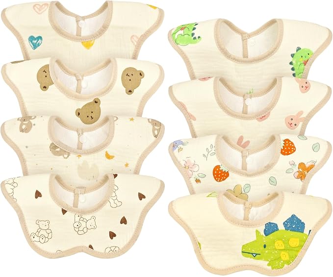EllieHouse Baby Bibs for Girls Boys 8 Pack Muslin Drool Teeth Drooling Teething by EllieHouseVIPBrandExclusive