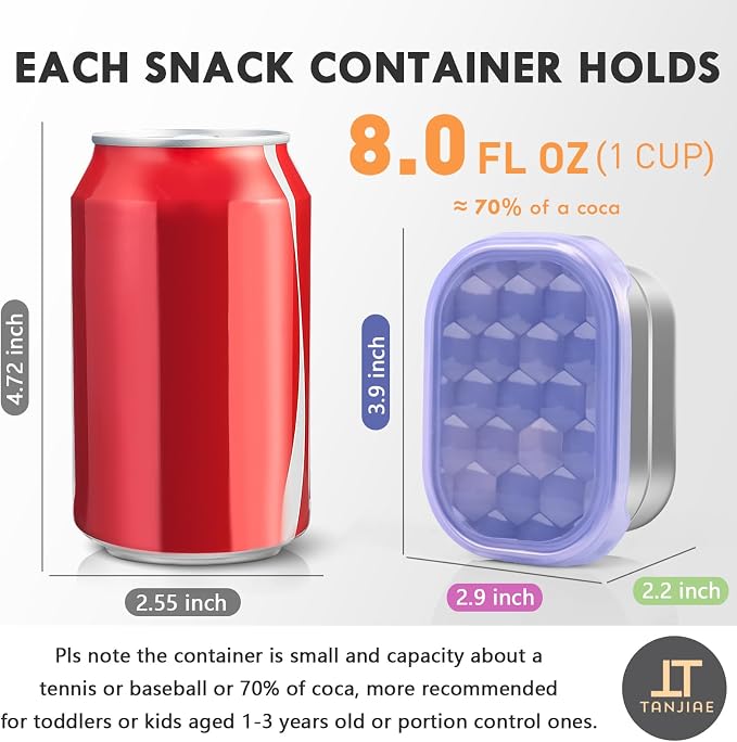 8oz Small Stainless Steel Snack Containers - Image 2