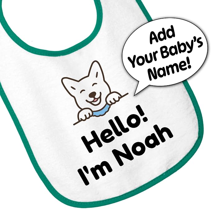 Personalized Baby Bib – Soft Cotton Terry, Cute Jindo Dog Design - Image 3
