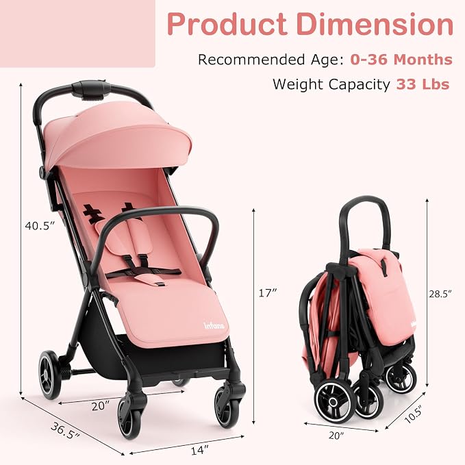 INFANS Lightweight Baby Stroller, Ultra-Compact Fold Airplane Ready Travel - Image 8