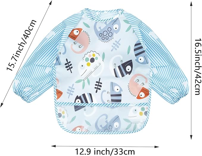 PandaEar (3 Pack Long Sleeve Bibs| Waterproof Full Sleeve Bib - Image 2