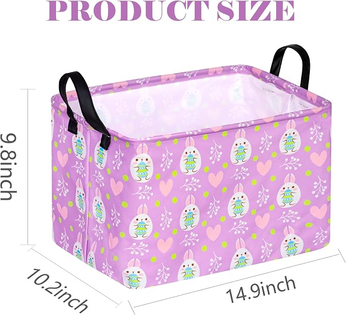 Rectangle Canvas Easter Basket, Laundry Basket, Storage Box - Image 2