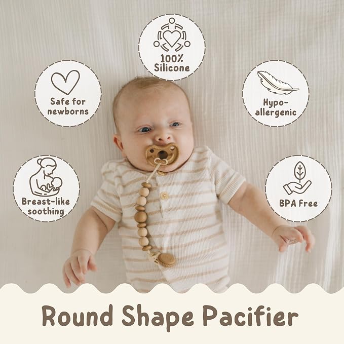Mila & Lulu Round Silicone Pacifiers – 100% Food-Grade, One-Piece Design - Image 3