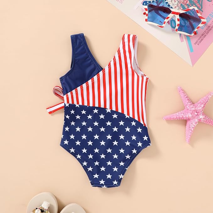 Happy Town Toddler Swimsuit Girl One Piece Bathing Suit Color Block Swimwear - Image 3