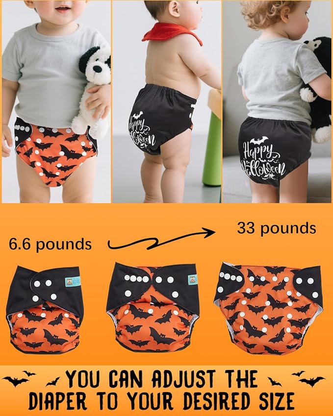 ALVABABY Halloween Baby Cloth Diapers One Size Adjustable Washable Reusable - Image 4