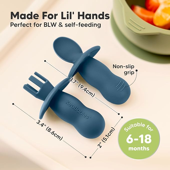 KeaBabies 4-Pack Silicone Baby Spoons and Forks Set - Image 3