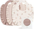 Konssy Muslin Baby Bibs for Girls – Soft 100% Cotton Drool Bibs, Ruffle Trim by Konssy
