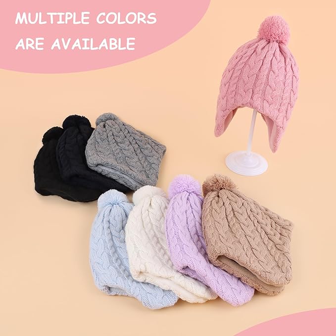 Duoyeree Kids Beanie Hat for Boys Girls Pom-pom Kint Hats Cozy Lining Winter - Image 5