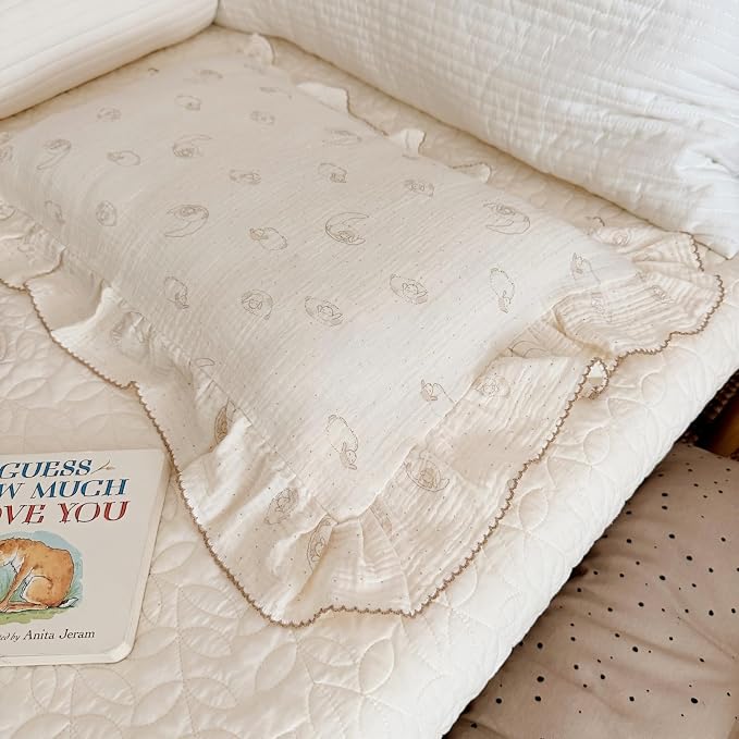 BuLuTu Muslin Toddler Pillow Case, Envelope Closure, 100% Cotton, Girls Boys - Image 4