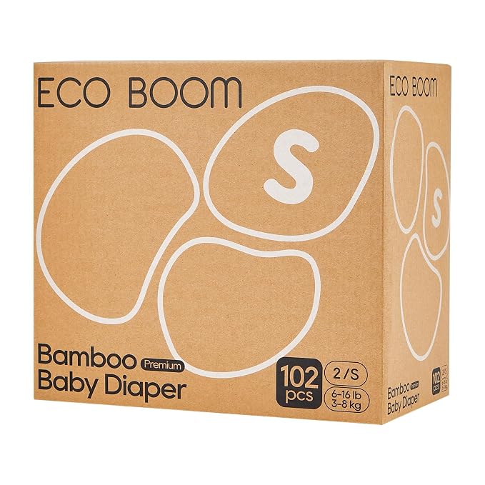 ECO BOOM Diapers, Viscose from Bamboo Diapers, Natural Soft Disposable Nappies by ECOBOOM