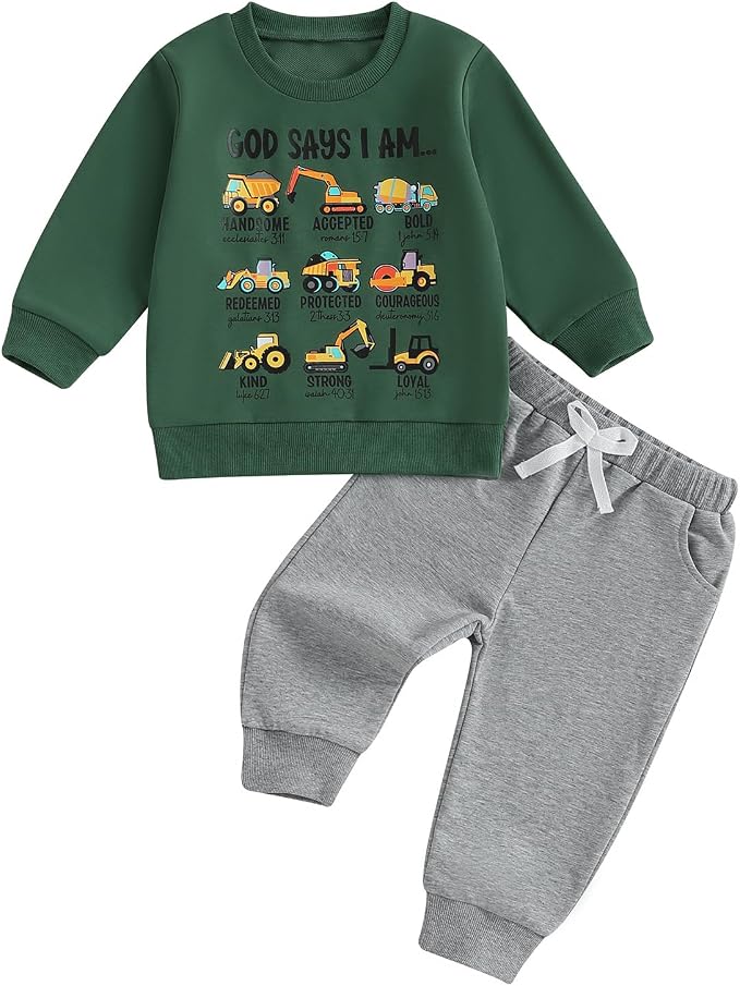 Nyapruwe Toddler Baby Boy Fall Outfit Funny Print Long Sleeve Sweatshirt by Nyapruwe