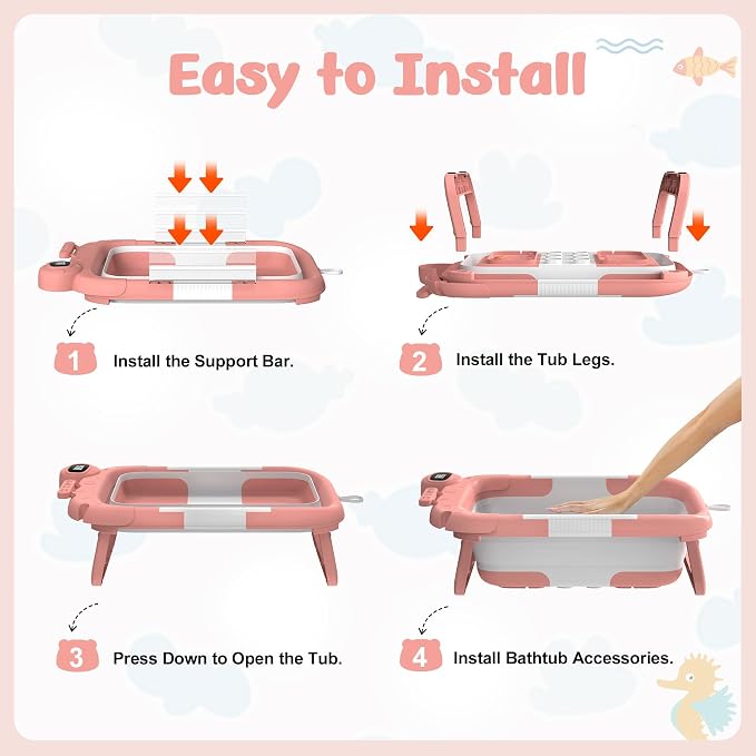 Collapsible Baby Bathtub for Newborn to Toddler, Portable Baby Bath Tub for - Image 4