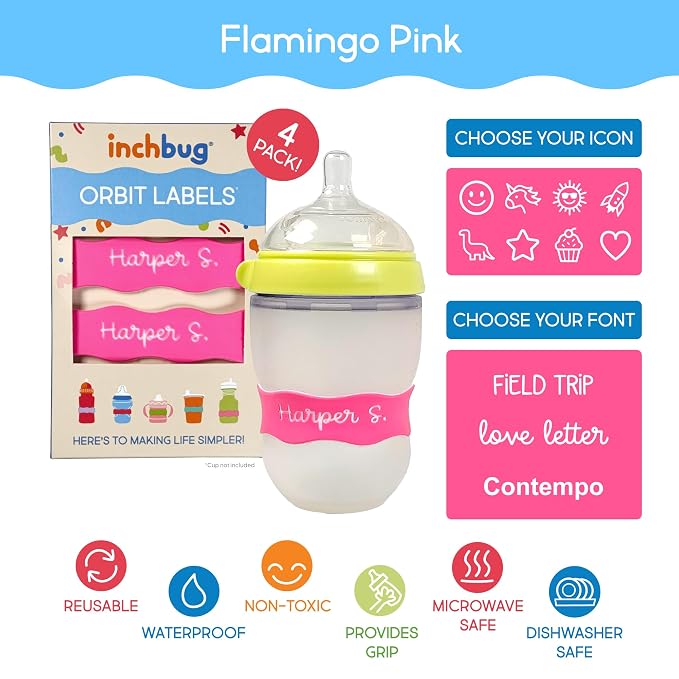 InchBug Orbit Labels Baby Bottle and Water Bottle Silicone Name Bands – - Image 3