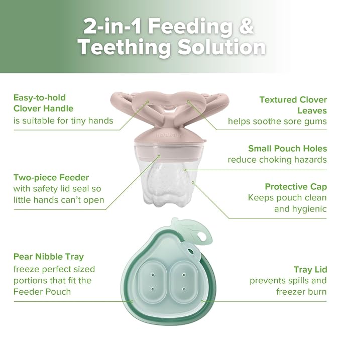 Haakaa Clover Baby Fruit Feeder Teether & Mini Freezer Nibble Tray – BPA-Free - Image 4