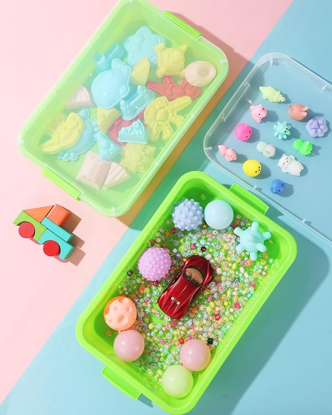Sensory Bin Sand Tray with Lid for Toddlers 2 Pcs 15in Portable Sandbox Toy - Image 5