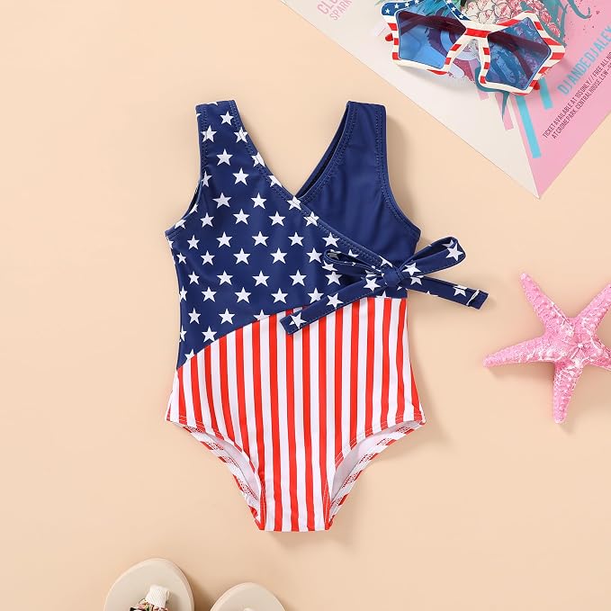 Happy Town Toddler Swimsuit Girl One Piece Bathing Suit Color Block Swimwear - Image 2