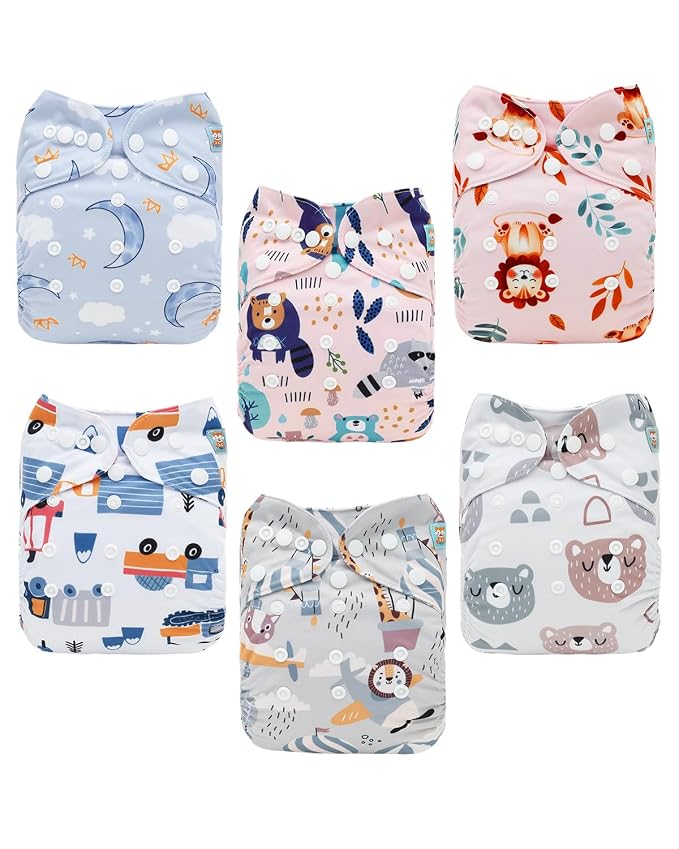 ALVABABY Baby Cloth Diapers 6 Pack by ALVABABY