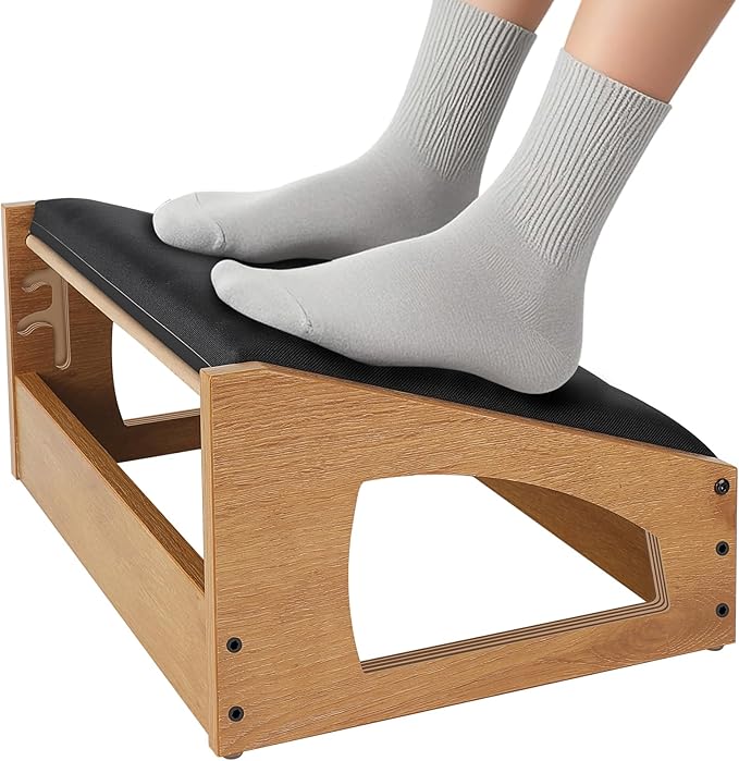 Ergonomic Foot Rest, 4 Adjustable Height Foot Stool, Footrest Under Desk， Soft by XINGMIAOWJFurniture