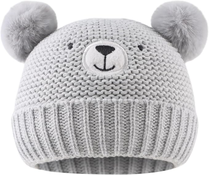 JANGANNSA Cute Bear Baby Beanie Pompom Baby Boys Hat Infant Toddler Winter by JANGANNSA