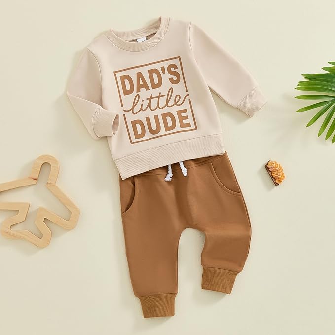 Toddler Baby Boy Fall Winter Outfit Long Sleeve Letter Print Sweatshirts and - Image 2