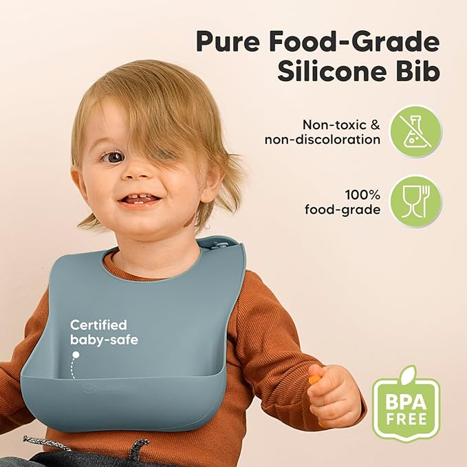 KeaBabies 2-Pack Silicone Baby Bibs - Image 2