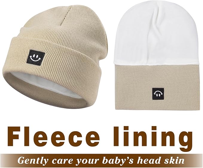 MaxNova 2 Pack Baby Beanie Fleece Lined Knit Toddler Hat - Image 6