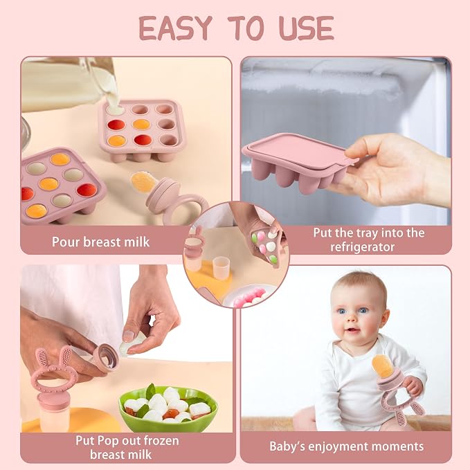 WAJIAYON Easter Bunny Baby Breastmilk Popsicle Molds & Baby Fruit Feeder - Image 4