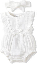 Renotemy Newborn Infant Baby Girl Clothes Rompers Summer Jumpsuits Short Sleeve by Renotemy