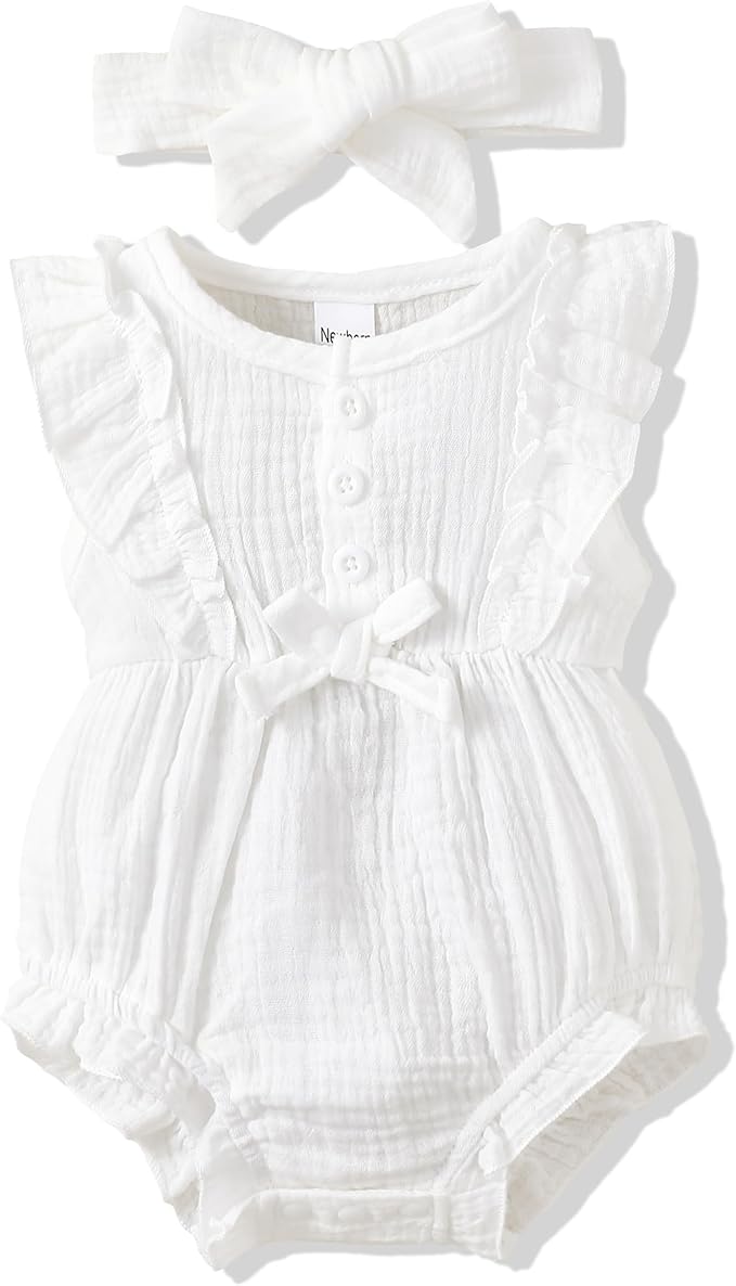 Renotemy Newborn Infant Baby Girl Clothes Rompers Summer Jumpsuits Short Sleeve by Renotemy