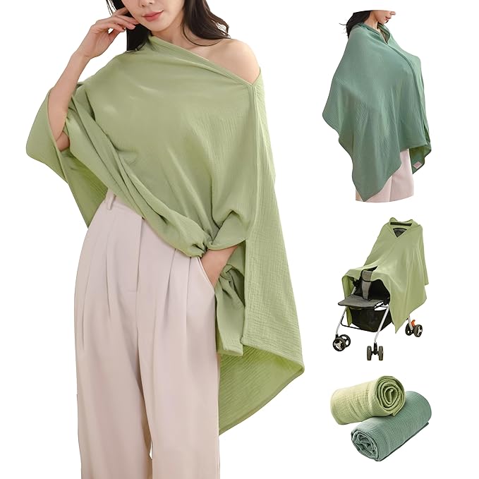2-Pack Nursing Covers for Breastfeeding, 100% Organic Cotton Muslin by TADOMUSLIN