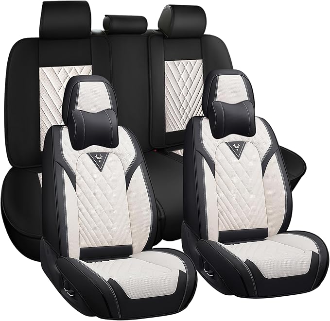 Car Seat Covers, Waterproof PU Leather Automotive Seat Covers Full Set by Unknown