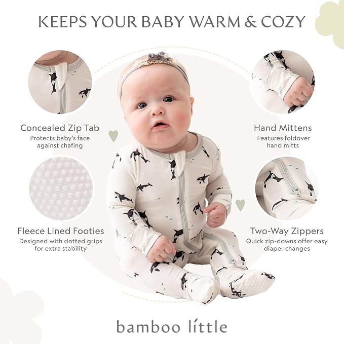 Bamboo Little Soft Baby Footie Pajamas, Baby Clothes, Newborn Sleepers - Image 2