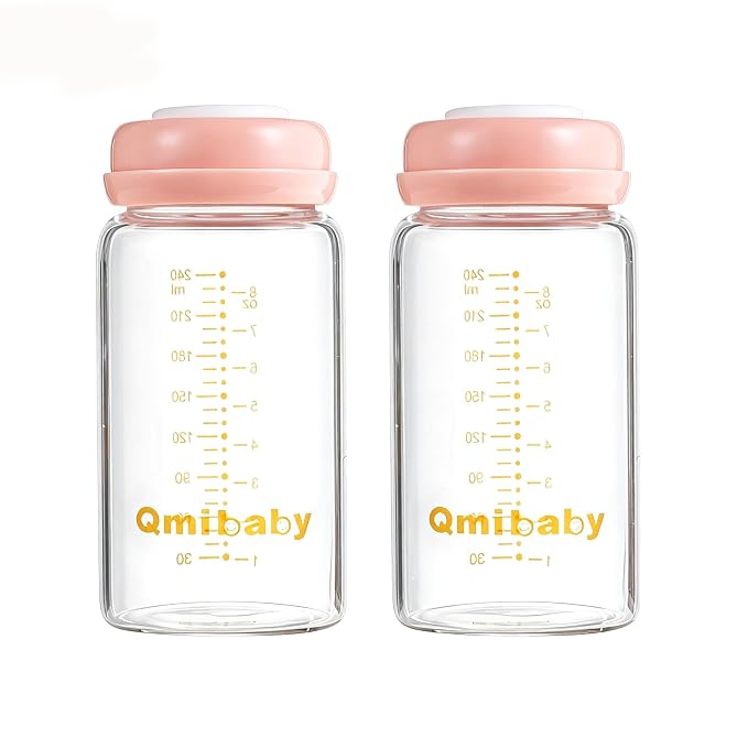 Breast Milk Storage Bottles 240ml 8oz BPA-Free Leak-Proof Baby Bottle by Qmibaby