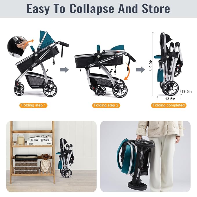 Baby Stroller, 2-in-1 Reversible Toddler Seat - Image 7
