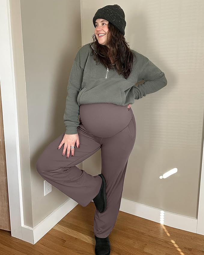 G4Free Maternity Pants Over The Belly Yoga Dress Work Pregnancy Pants Stretchy - Image 3