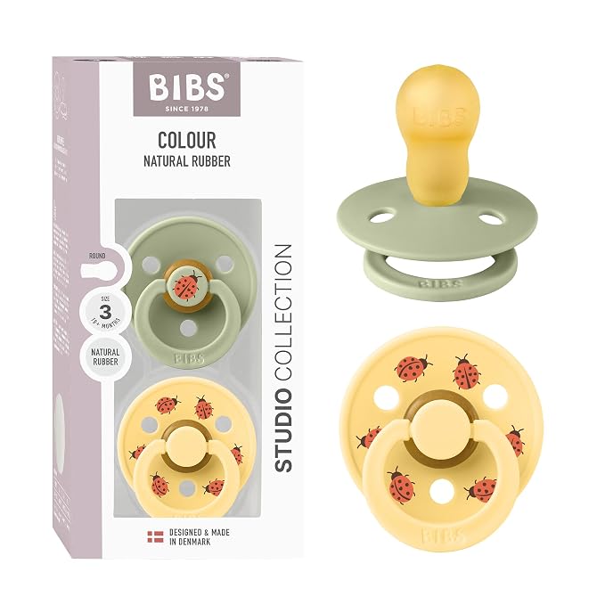 BIBS Studio Soother 2-Pack, BPA Free Dummy Pacifier, Round Nipple. Natural by BIBS