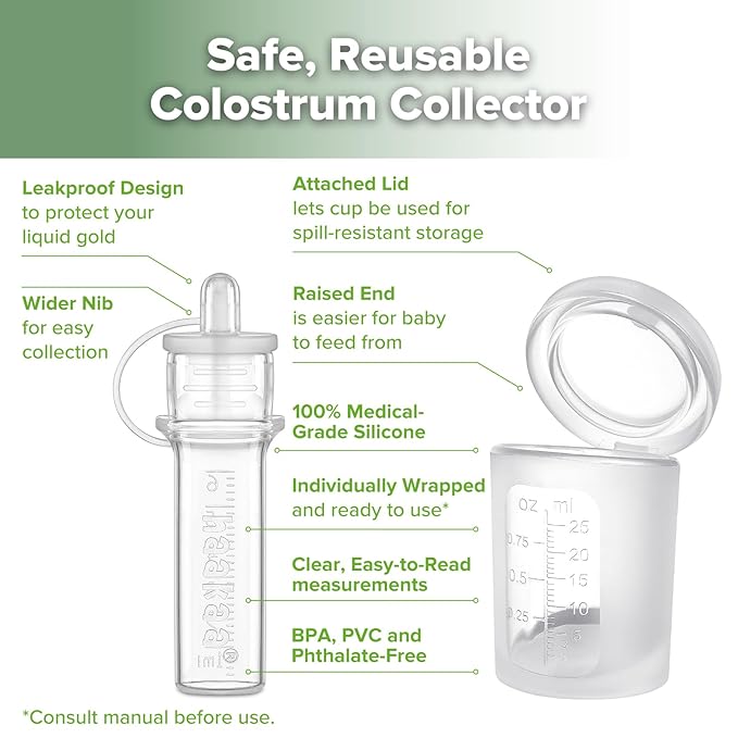 haakaa Colostrum Collectors 6ml/6pcs & Lidded Feeding Cup 25ml/1pc Set- Collect - Image 4